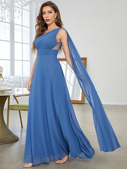 gbolsos  Ruched One Shoulder Bridesmaid Dress, Elegant Dress For Wedding Party, Women's Clothing