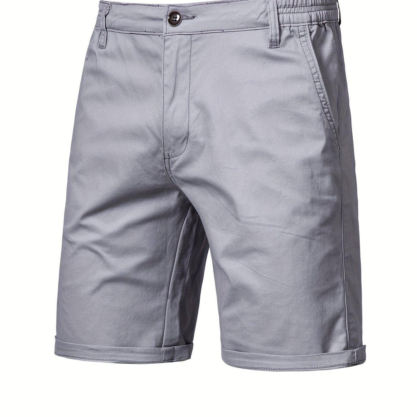 gbolsos   Men's Classic Fit Cotton Twill Flat Front Solid Chino Short With Slant Pockets And Elastic Waist
