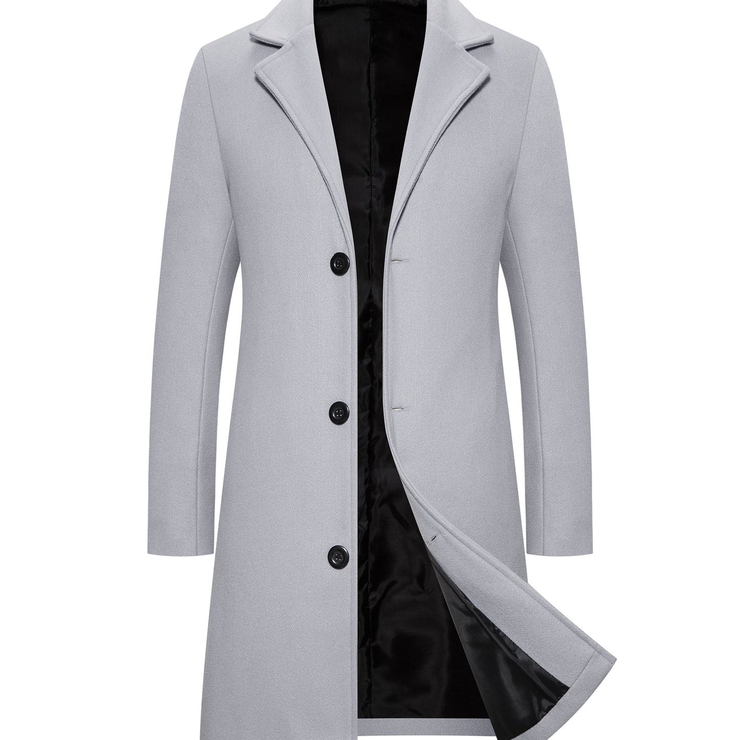 gbolsos  New Men's Mid-length Woolen Single Breasted Trench Coat Jacket