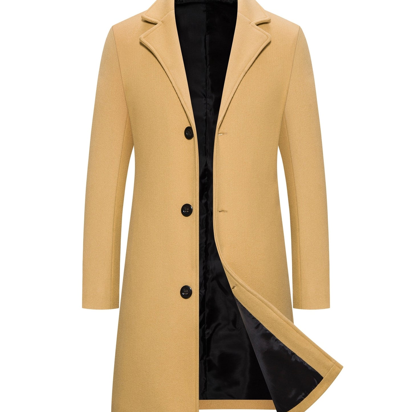 gbolsos  New Men's Mid-length Woolen Single Breasted Trench Coat Jacket