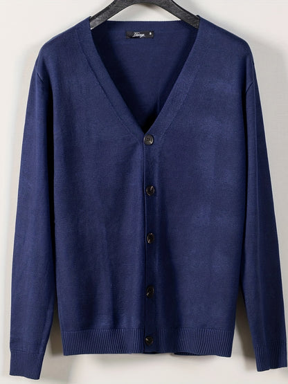 gbolsos Men's V-neck Casual Cardigan, Plain Thermal Regular Fit Knit Sweater For Spring Autumn