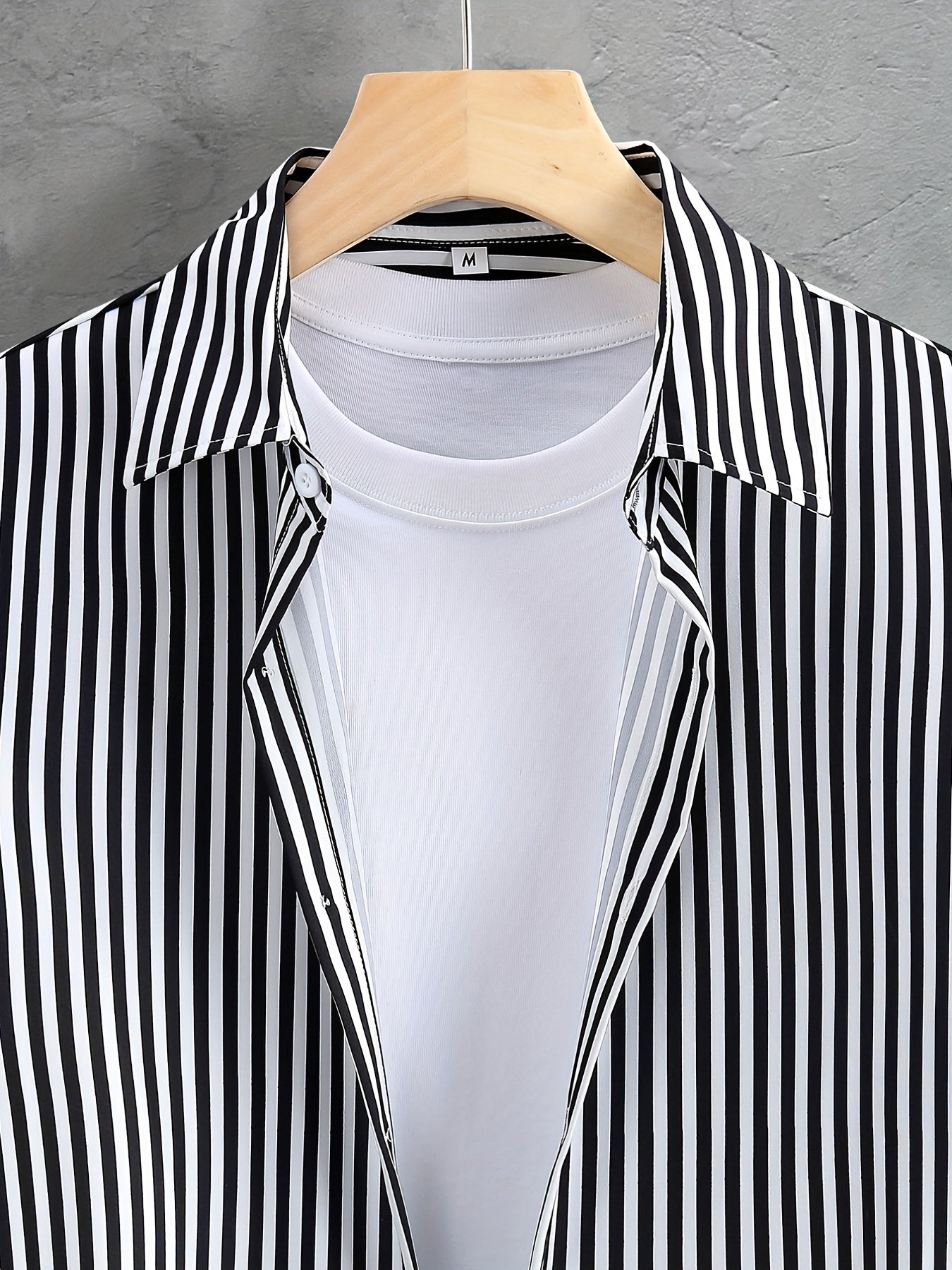 gbolsos  Men's Striped 2pcs, Short Sleeve Button Up Shirt And Drawstring Shorts Set