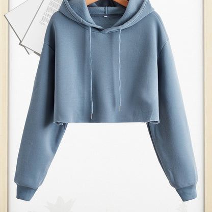 gbolsosWomen Pullover Cropped Hoodies, Long Sleeves Sweatshirts, Casual Basic Hooded Top