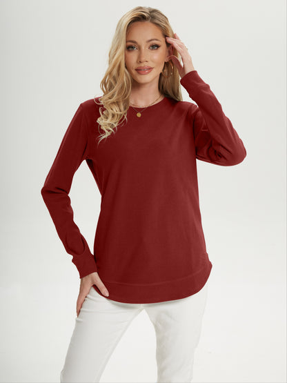 gbolsosWomen's Crew Neck Sweatshirts, Long Sleeve Casual Sports Loose Pullover Shirts With Curved Hem, Women's Clothing