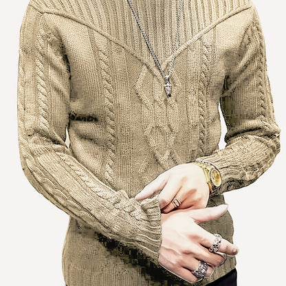 gbolsos  Fashionable Men's Solid Color Knit Sweater Plus Size Male's Pullover Sweater For Autumn And Winter, Leisurewear For Big And Tall Guys