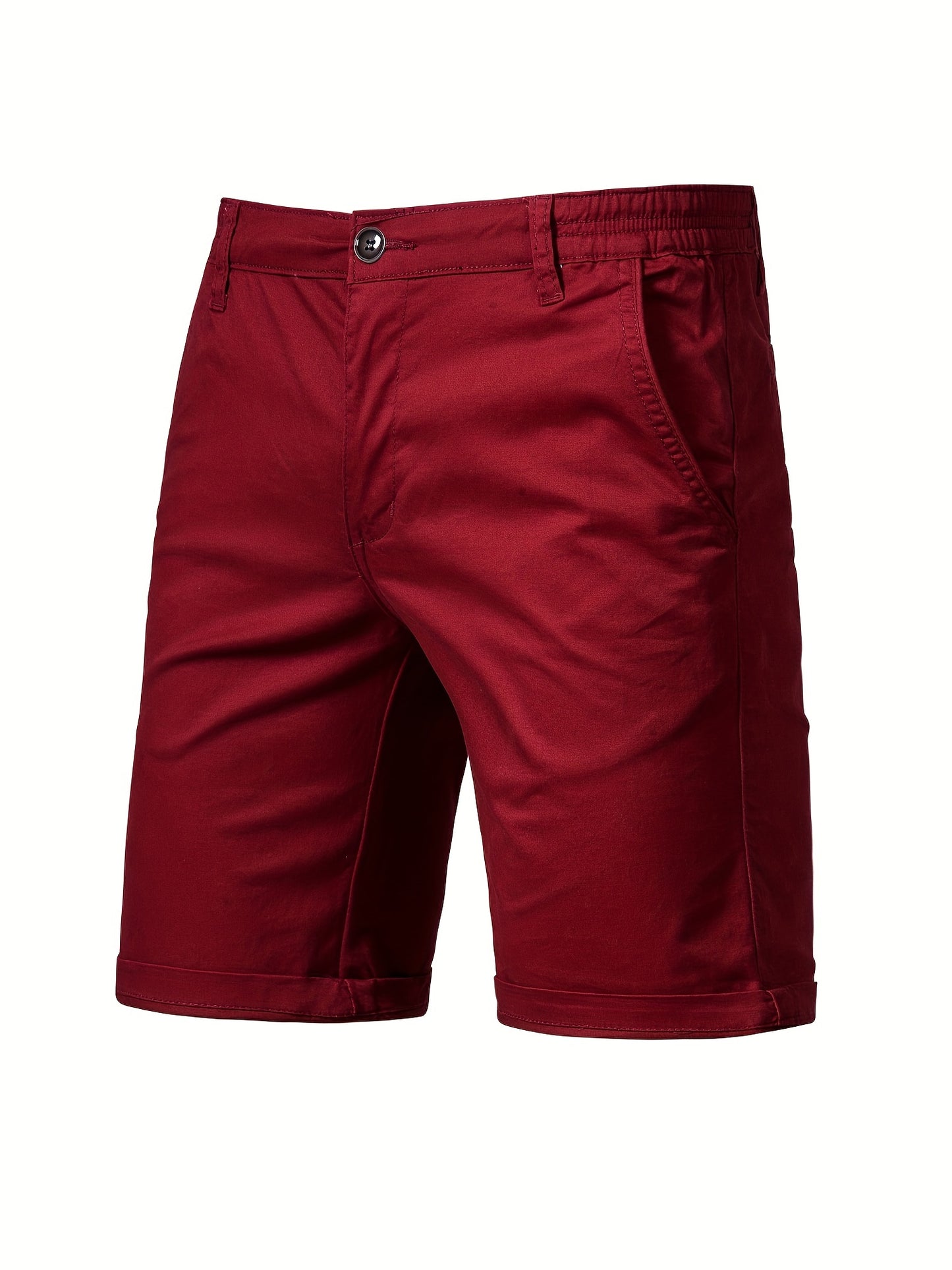 gbolsos   Men's Classic Fit Cotton Twill Flat Front Solid Chino Short With Slant Pockets And Elastic Waist