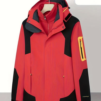 gbolsos  Men's Casual Warm Waterproof Windbreaker Jacket Coat Regular Fit Coat For Spring Autumn Outdoors Hiking