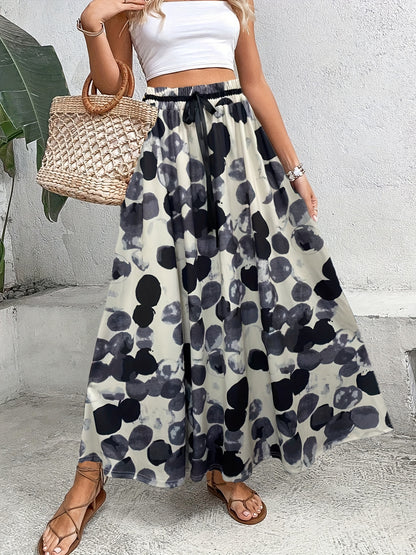 gbolsos  Polka Dot Print Elastic Waist Skirt, Casual Skirt For Spring & Summer, Women's Clothing