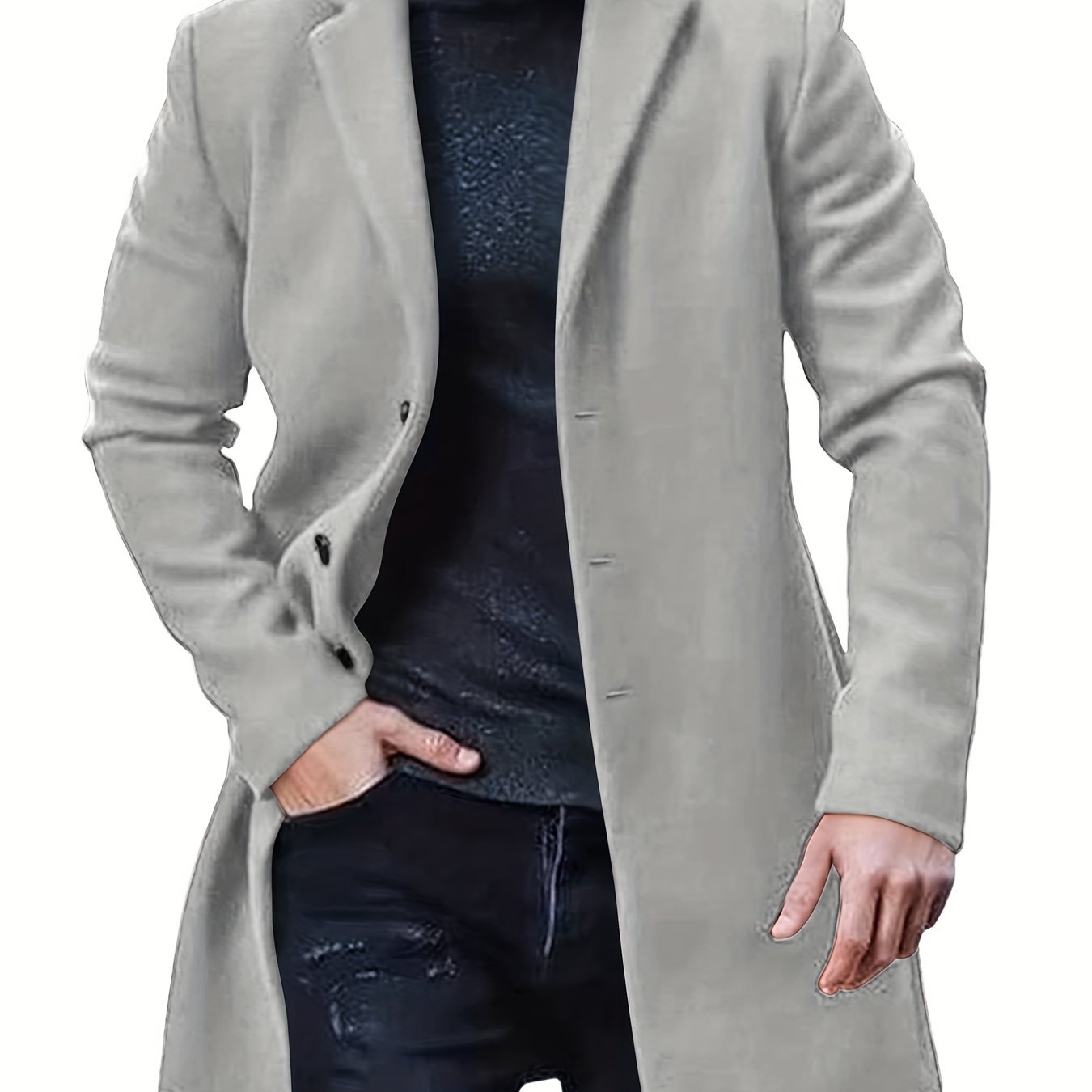 gbolsos  Men's Retro Trench Coat, Semi-formal Warm Single Breasted Overcoat For Fall Winter Business