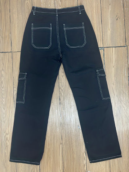 Army Green Cargo Pants, Flap Pockets High Waist Loose Fit Non-Stretch Casual Denim Pants, Y2K Kpop Vintage Style, Women's Denim Jeans & Clothing
