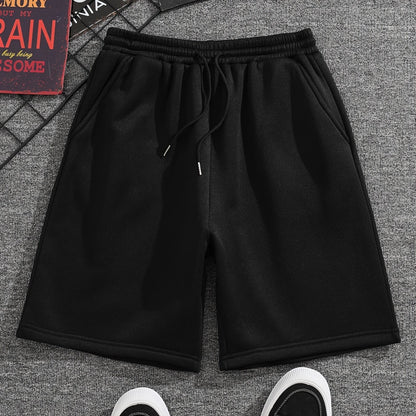 gbolsos   Men's Casual Fleece Drawstrings Shorts For Outdoor Sports, Autumn And Spring