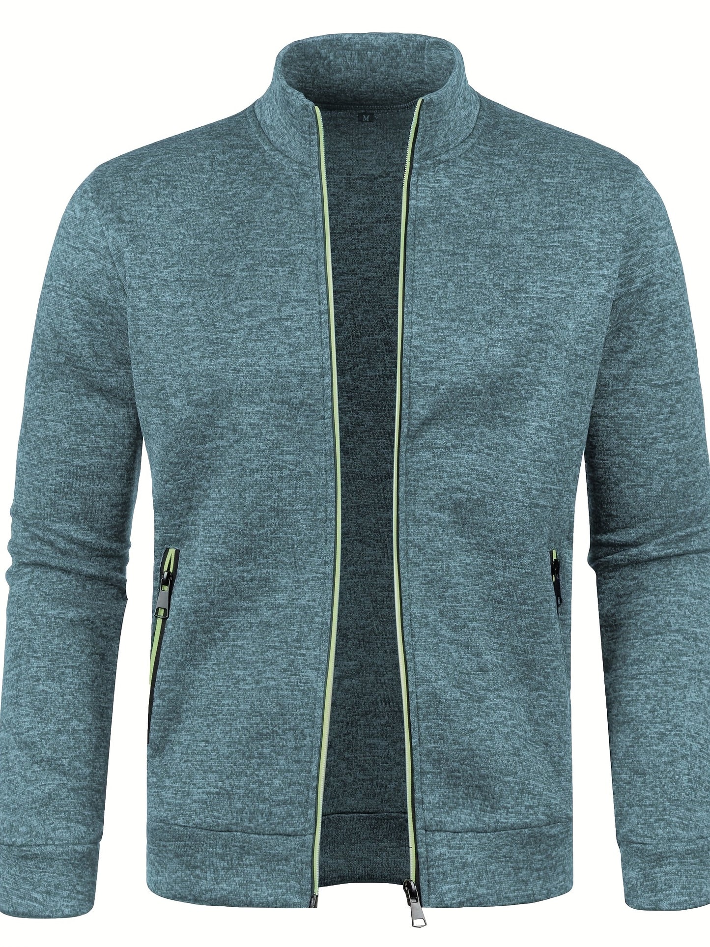 Elegant Mid Stretch Cardigan, Men's Casual Full Zip Up Cardigan Sweater Coat For Fall Winter