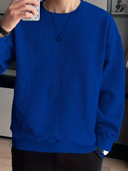 gbolsos  Men's Crew Neck Long Sleeve Sweatshirt, Casual Wear, Solid Pullover, Men's Clothing For Spring Fall Winter