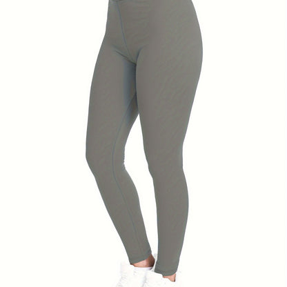 Casual High Waist Bottoms Leggings, Solid Elastic Fashion Long Leggings, Women's Clothing