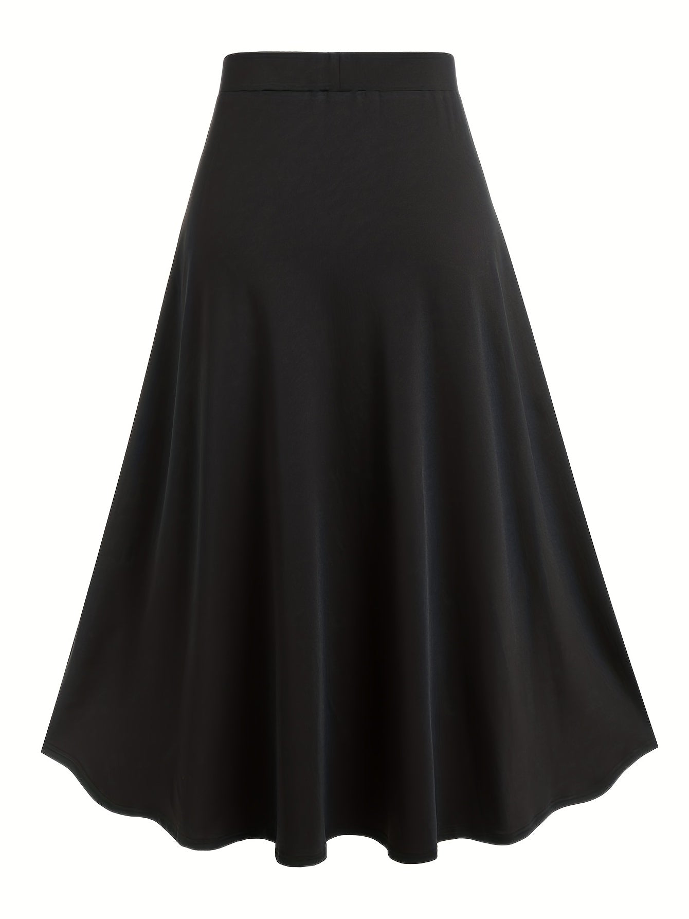 gbolsos  Plus Size Goth Skirt, Women's Plus Colorblock Grommet Lace Up Medium Stretch A-line Skirt