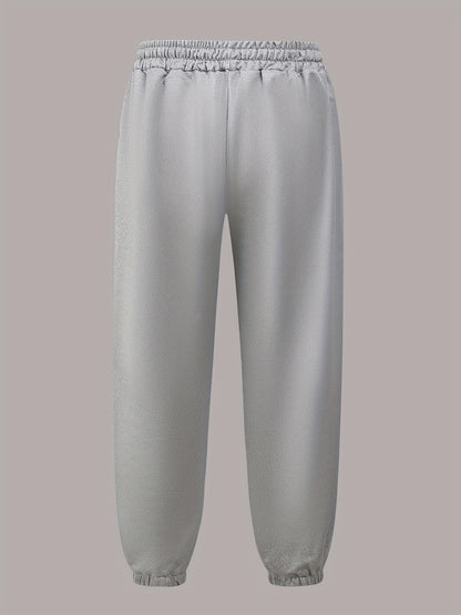 gbolsos Letter Print Drawstring Sweatpants Loose Fit Pants Men's Casual Slightly Stretch Joggers For Men Spring Autumn Running Jogging