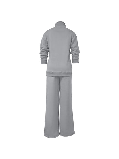 gbolsos  Casual Solid Two-piece Set, High Neck Top & Drawstring Pants Outfits, Women's Clothing