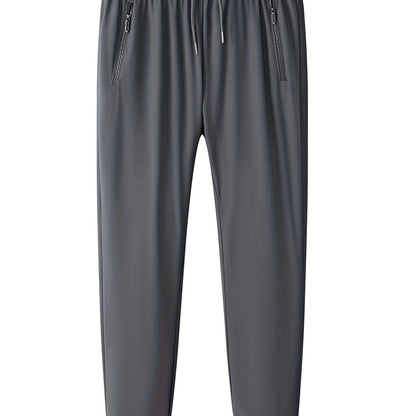 gbolsos Classic Design Lightweight Breathable Joggers, Men's Casual Loose Fit High Stretch Waist Drawstring Pants For Spring Summer
