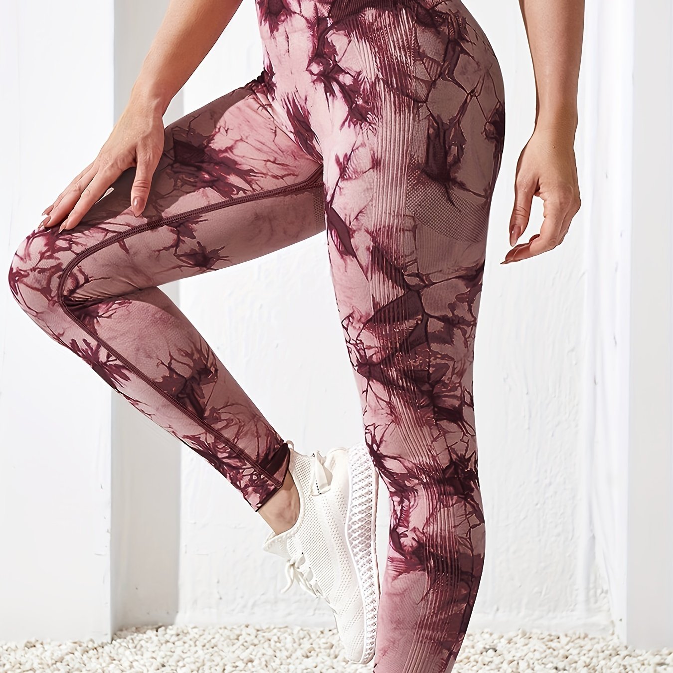 gbolsosRandom Print Leggings, High Waist Sports Casual Leggings, Women's Clothing