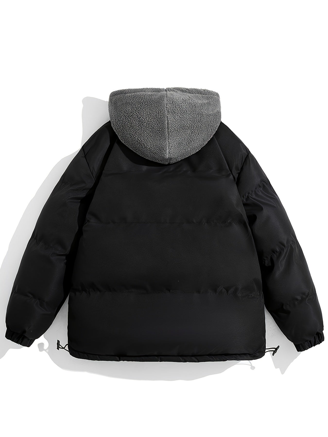 gbolsos  Warm Fleece Hooded Jacket, Men's Casual Zip Up Cotton Padded Jacket For Fall Winter Outdoor