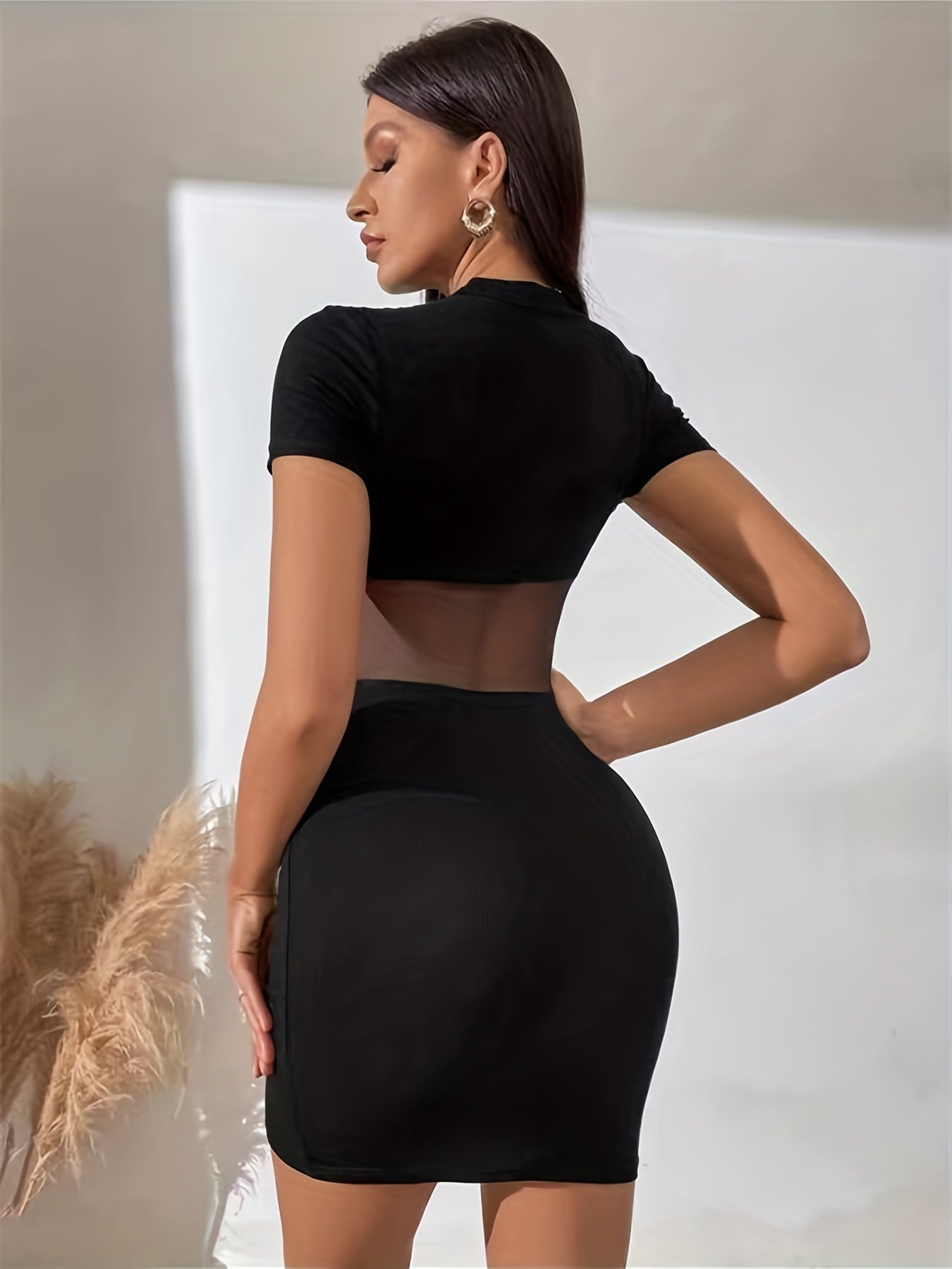 gbolsos  Short Sleeve Sheath Mini Dress, Sexy Party Club Casual Dress, Women's Clothing