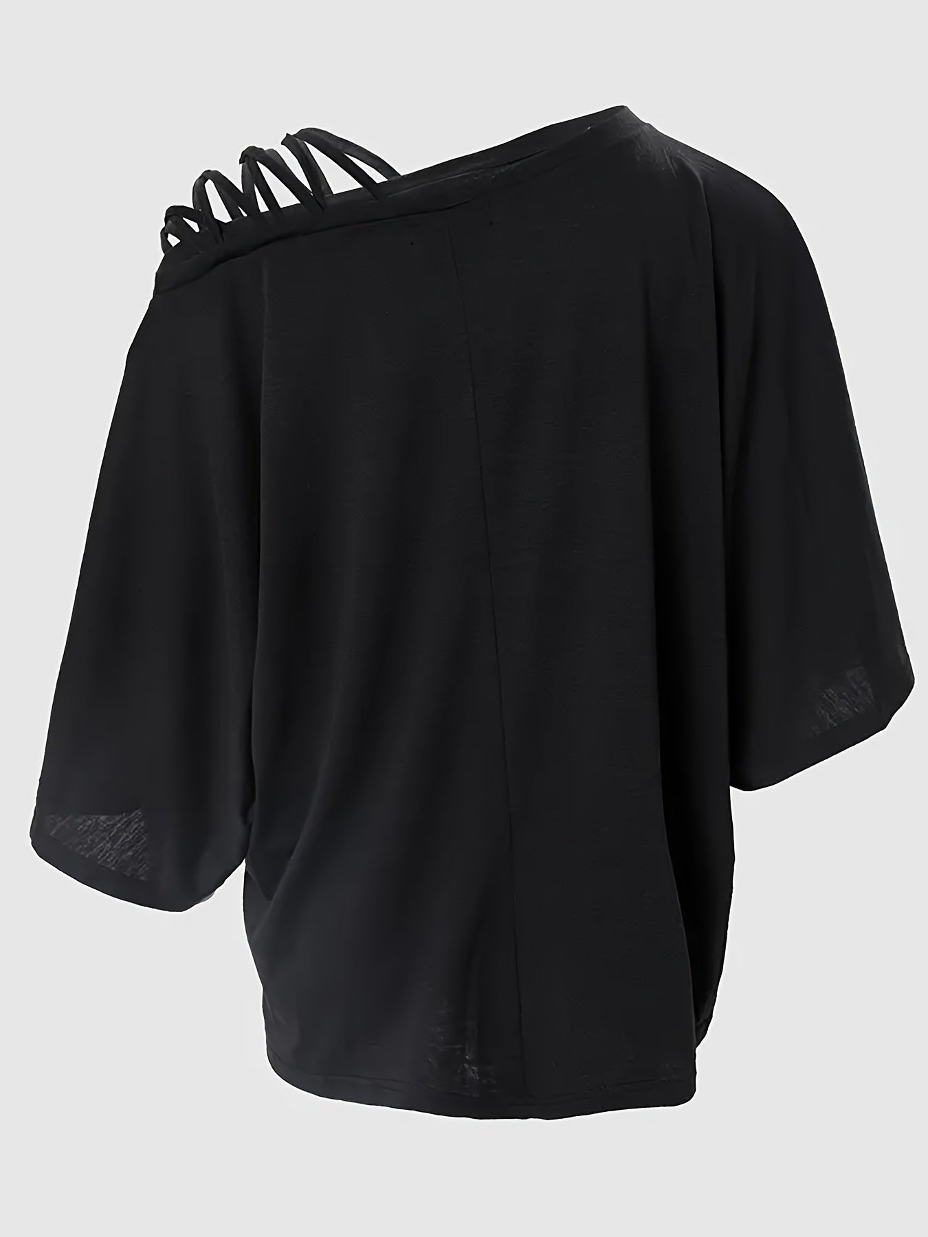 2025 gbolsos  Cold Shoulder Criss Cross T-Shirt, Casual Crew Neck Long Sleeve T-Shirt For Spring & Summer, Women's Clothing