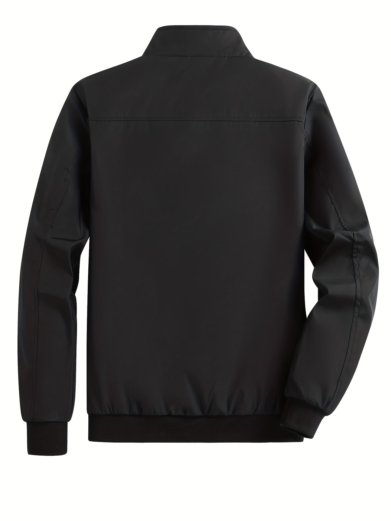 gbolsos  Men's Solid Color Zip-Up Stand Collar Jacket, Casual Loose Windbreaker Jacket For Sports Outdoors, Running