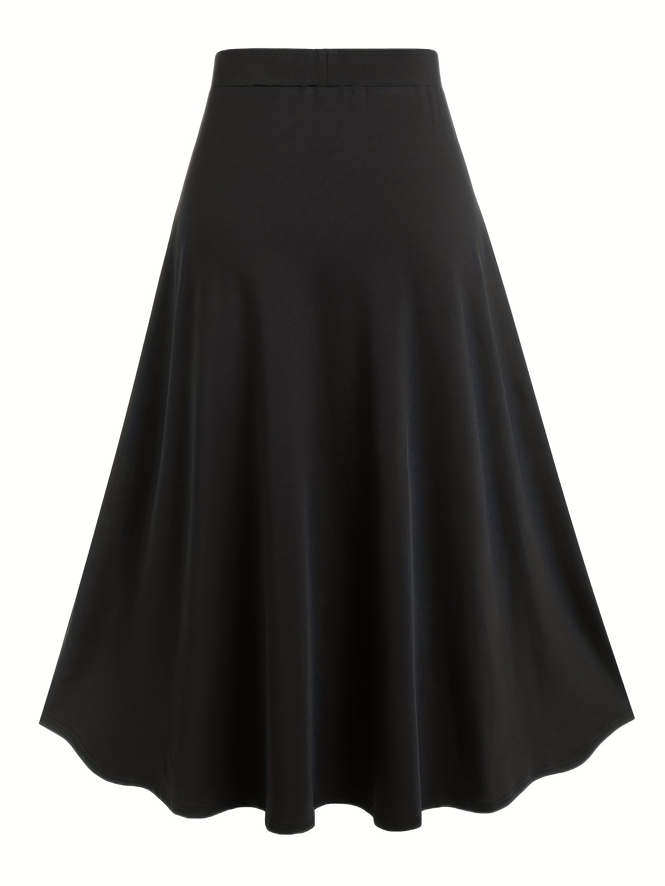 gbolsos  Plus Size Goth Skirt, Women's Plus Colorblock Grommet Lace Up Medium Stretch A-line Skirt