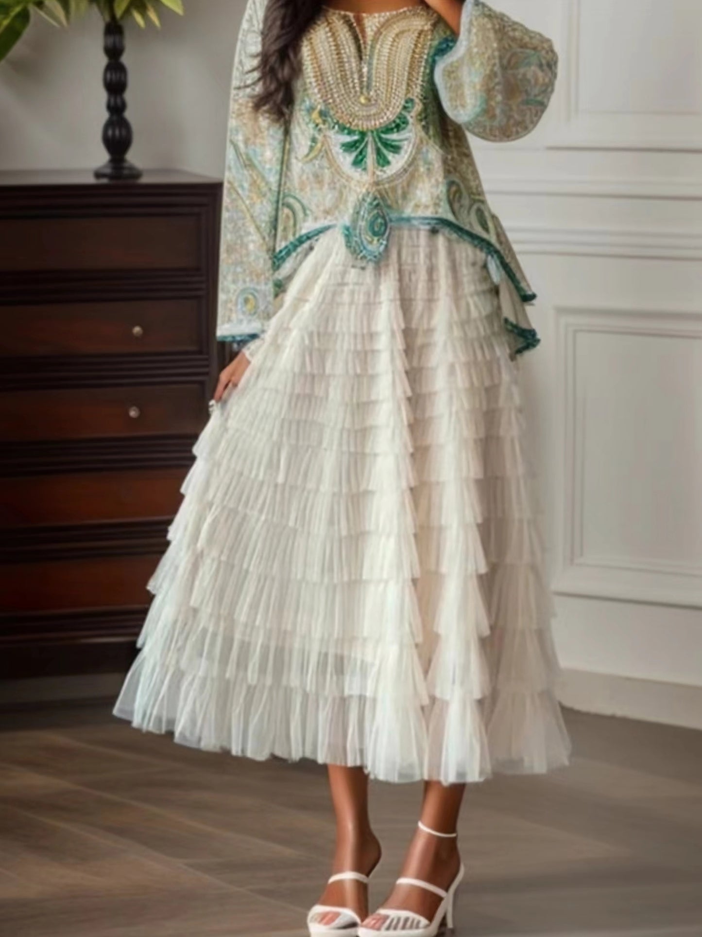 Multilayer Ruffles Tulle Skirt, Casual Fluffy Skirt For Spring & Summer, Women's Clothing