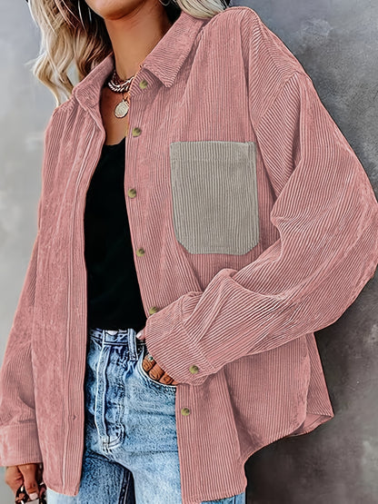 gbolsos  Button Front Solid Shirt, Vintage Long Sleeve Collar Shirt, Women's Clothing
