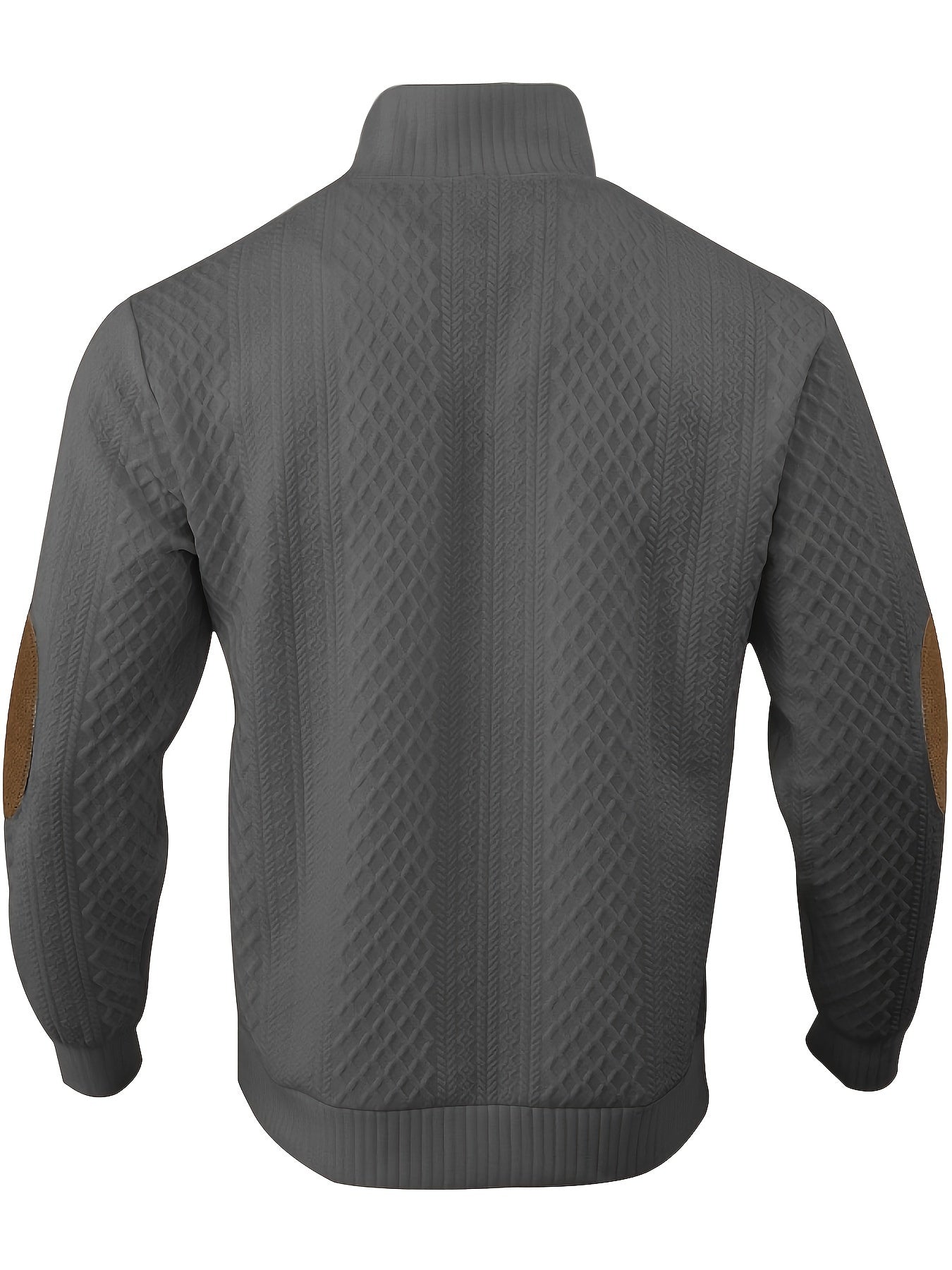 gbolsos  Trendy Solid Sweatshirt, Men's Casual Retro V Neck Stand Collar Sweatshirt For Men Fall Winter