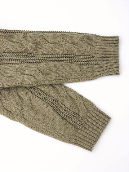 PLUS SIZE Men's Solid Casual Autumn/Winter Loose Top Knit Sweater Pullover Men's Clothing