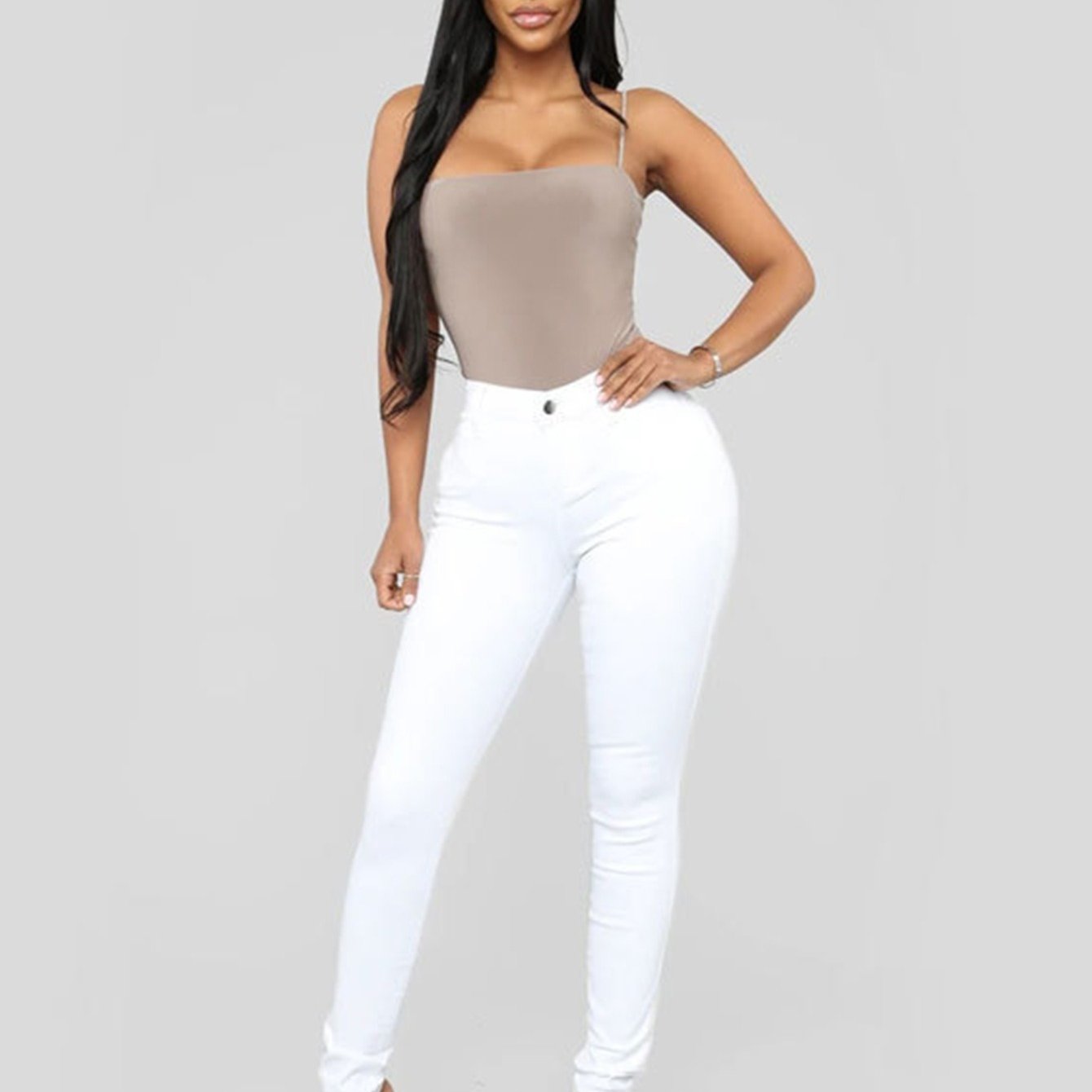 gbolsos  Stretchy Skinny Jeans, High-Rise Slim Fit Jeans, Versatile Pants For Every Day, Women's Clothing & Denim