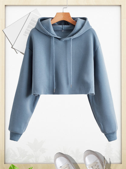 gbolsosWomen Pullover Cropped Hoodies, Long Sleeves Sweatshirts, Casual Basic Hooded Top