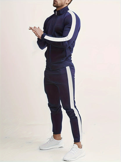 gbolsos  Classic Men's Athletic 2 Piece Tracksuit Set Casual Full-Zip Sweatsuits Long Sleeve Jacket And Jogging Pants Set For Gym Workout Running