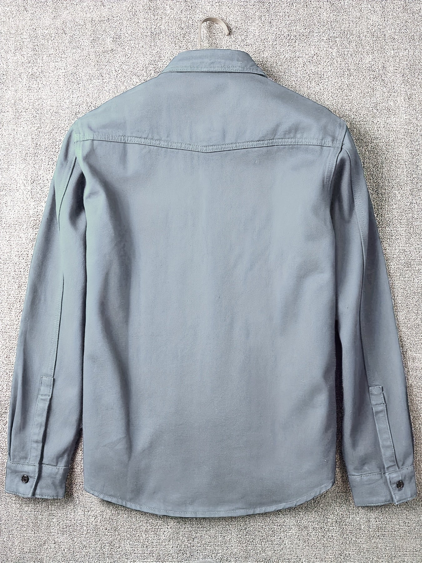 Men's Loose Fit Solid Color Lapel Collar Long Sleeve Denim Jacket With Pockets, Men's Outfits