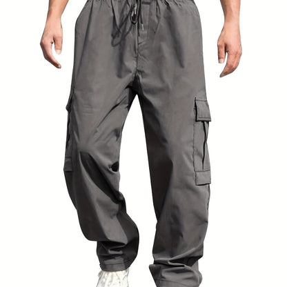 gbolsos Loose Fit Multi Pocket Joggers, Men's Street Style Waist Drawstring Casual Pants Cargo Pants For Fitness Outdoor Activities