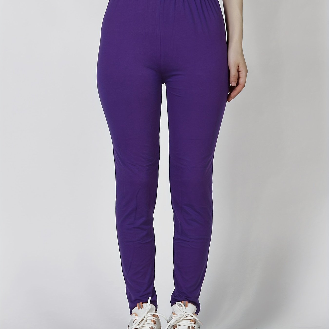 Sexy Solid Simple Leggings, Casual High Waist Elastic Fashion Bottoms Slim Leggings, Women's Clothing