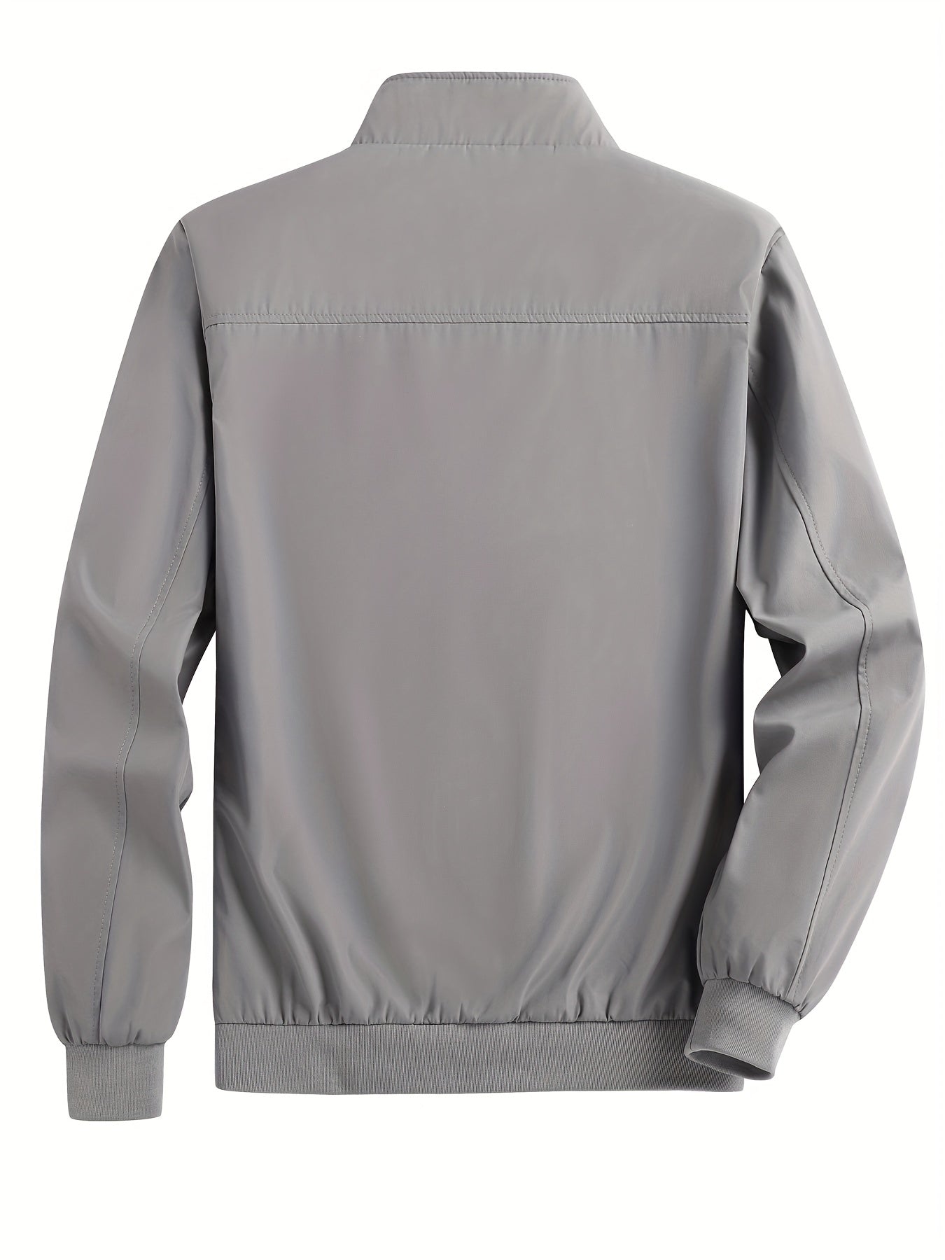 gbolsos  Men's Solid Color Zip-Up Stand Collar Jacket, Casual Loose Windbreaker Jacket For Sports Outdoors, Running