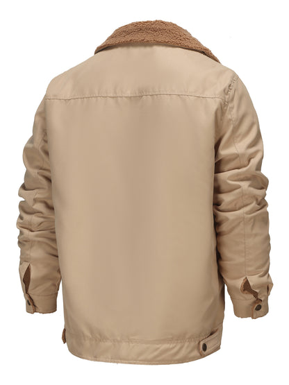 gbolsos  Men's Warm Fleece Cargo Jacket For Fall Winter, Casual Warm Thick Coat For Outdoor Activities