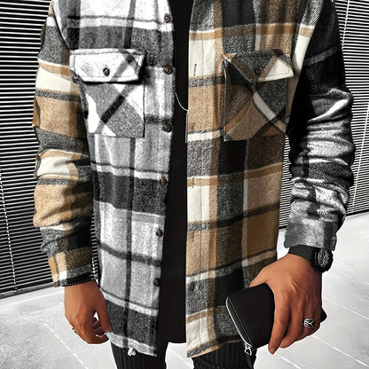 gbolsos  Men's Classic Plaid Shirt Top Turn-Down Collar Long Sleeve Closure Regular Fit Male Casual Shirt For Daily