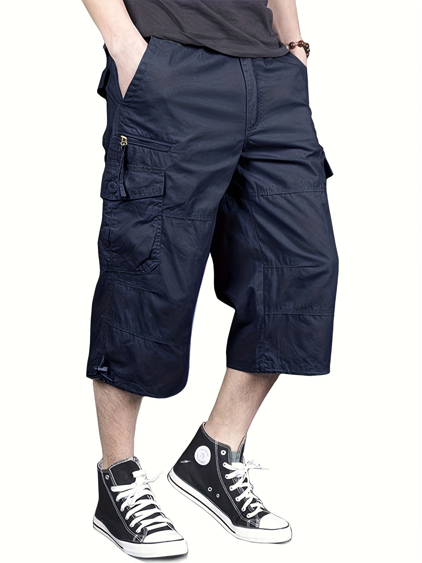 gbolsos Street Style Men's Casual Cargo Capris Jeans With Pocket, Men's Outfits