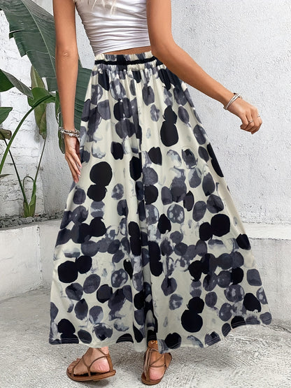 gbolsos  Polka Dot Print Elastic Waist Skirt, Casual Skirt For Spring & Summer, Women's Clothing