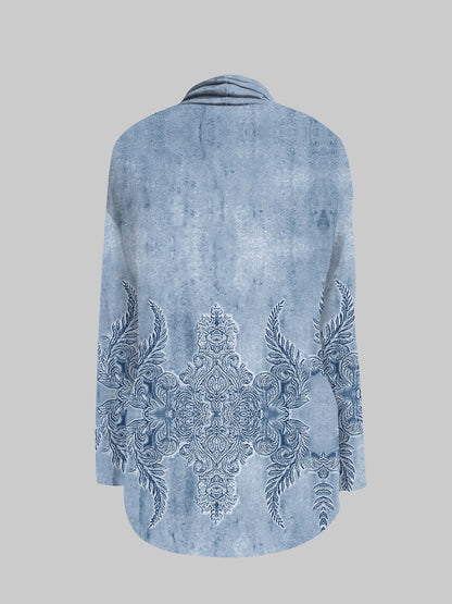 gbolsos  Graphic Print Open Front Cardigan, Casual Long Sleeve Cardigan For Spring & Fall, Women's Clothing