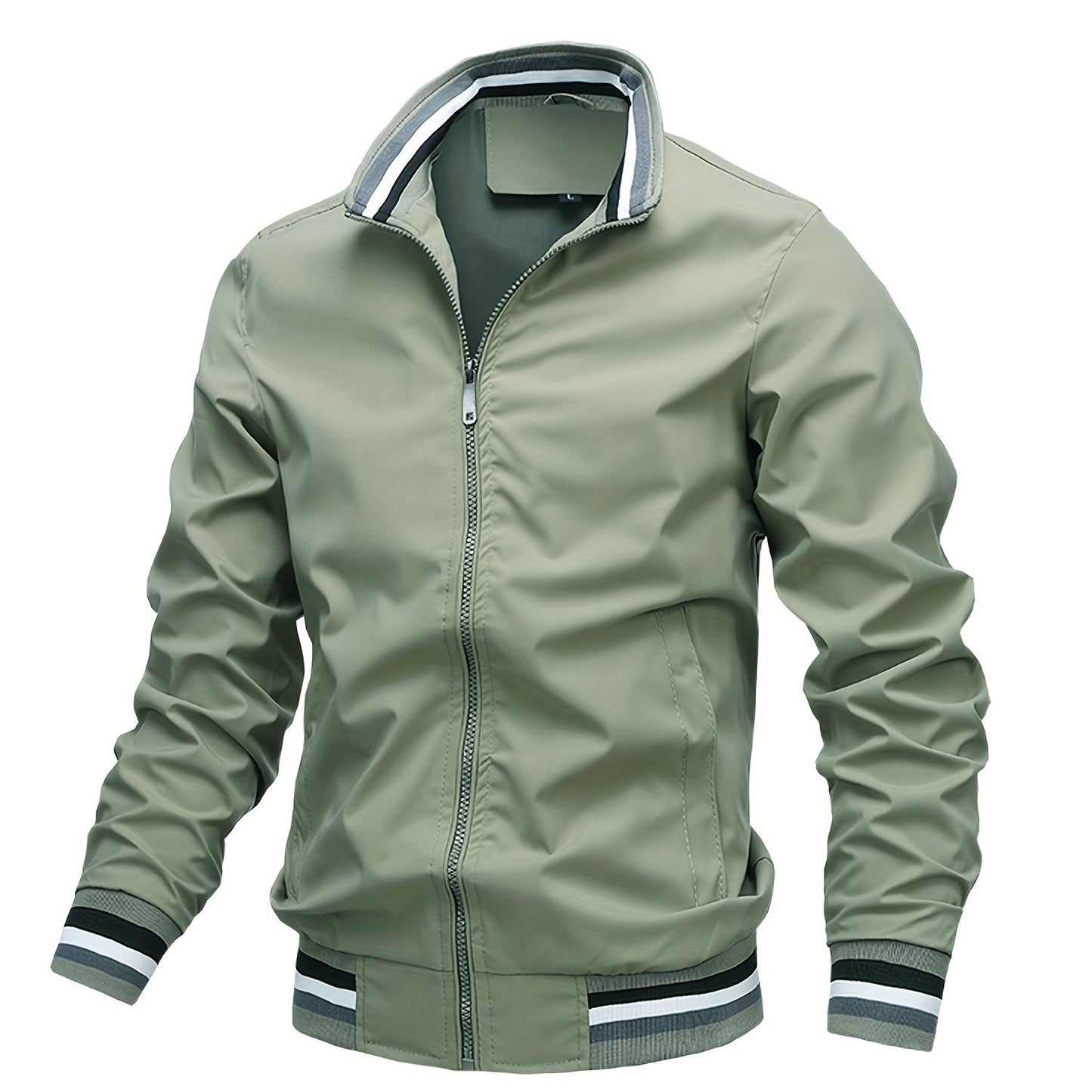 gbolsos  Men's Casual Zipper Long Sleeve Stand Collar Pockets Jackets For Fall & Winter