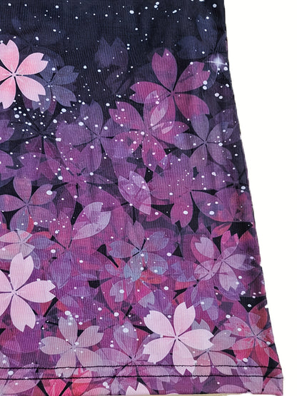 gbolsos Floral Print Round Neck Dress, Casual Long Sleeve Dress For Spring & Summer, Women's Clothing