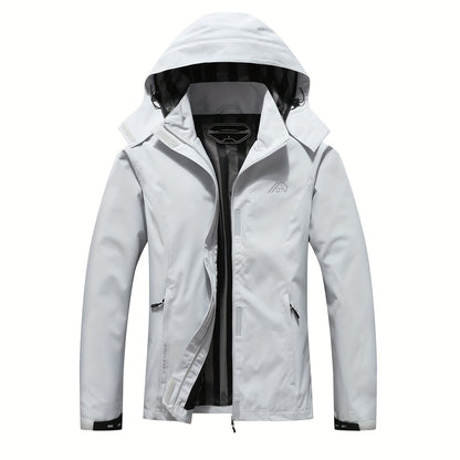 gbolsos  Solid Color Waterproof Windproof Hooded Outdoor Jacket For Hiking Montaineering, Women's Outdoor Clothing