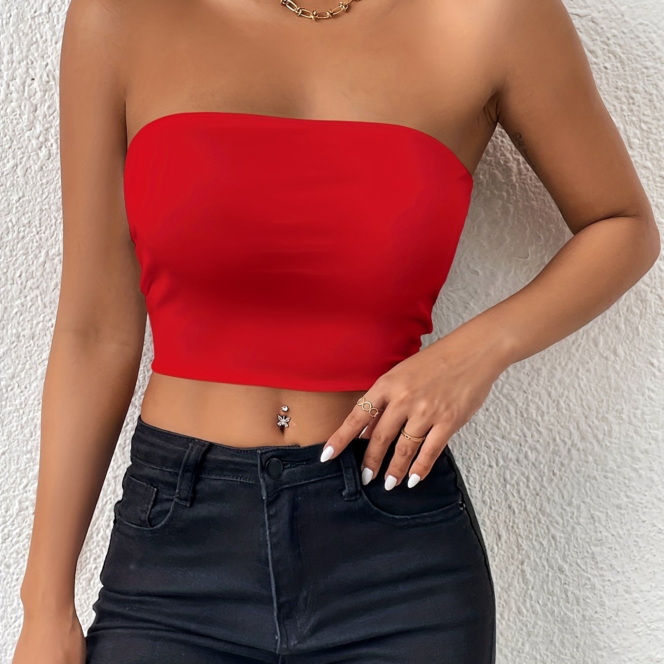Basic Solid Tube Top, Sexy Crop Sleeveless Stretchy Top, Women's Clothing
