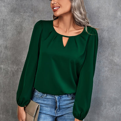 Women's Blouse Solid Classic Casual Gathered Casual Loose Long Sleeve Blouse