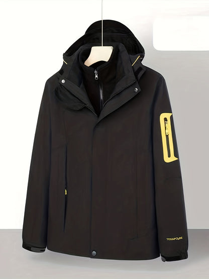 gbolsos  Men's Casual Warm Waterproof Windbreaker Jacket Coat Regular Fit Coat For Spring Autumn Outdoors Hiking